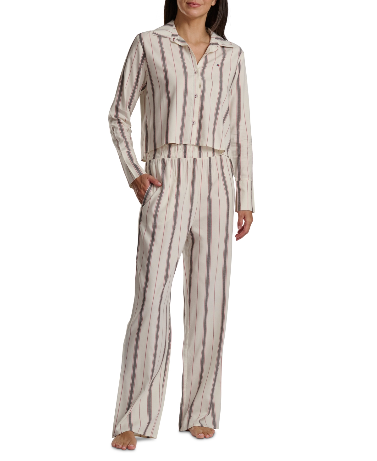 Tommy Hilfiger Women's Long Sleeve Top And High-waist Pant Set In Multi
