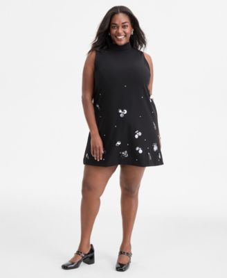 On 34th - Trendy Plus Size Embellished Sleeveless Shift Dress