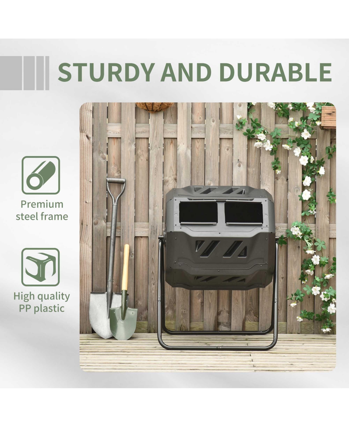 Outsunny Tumbling Compost Bin Outdoor 360