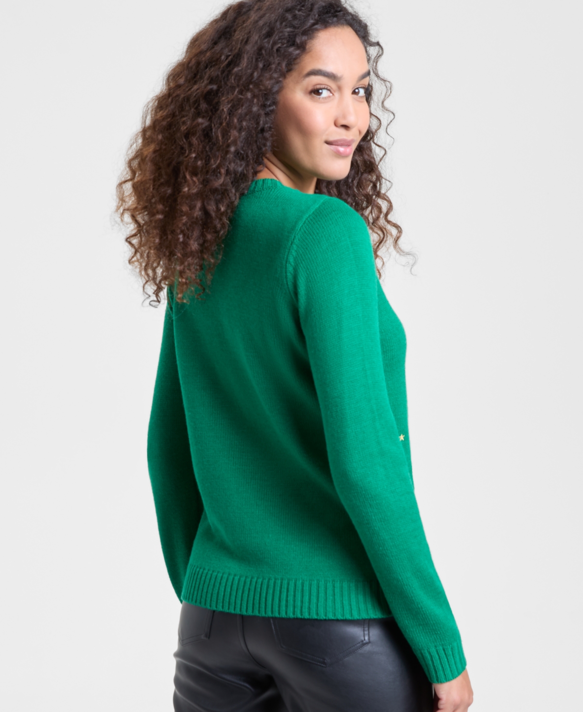 Holiday Lane Plus Size Candy-tree Crewneck Sweater In Green