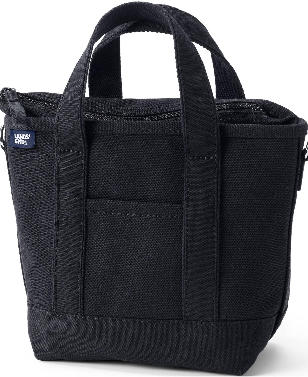 Lands' End Small Solid Color 3 Pocket Zip Top Canvas Tote Bag