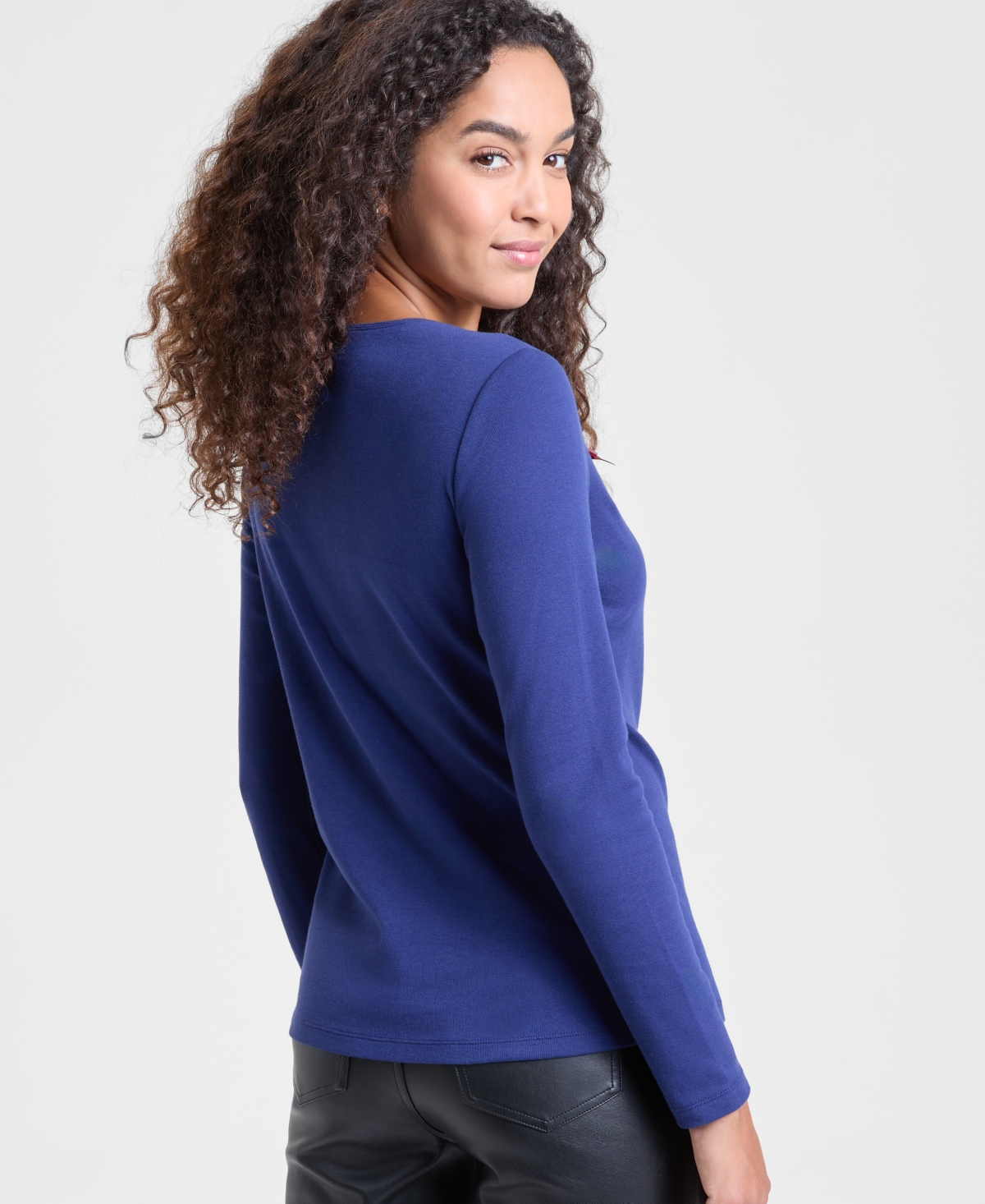 Holiday Lane Women's Cardinal Long-Sleeve Top, Macy's Exclusive