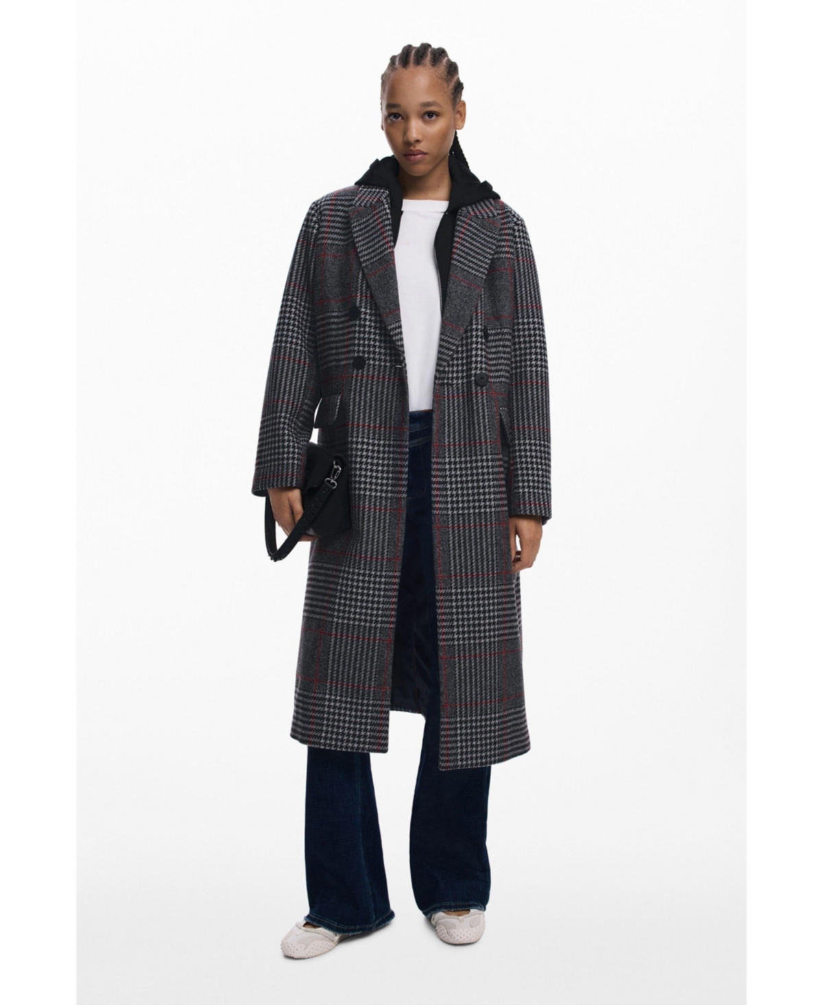Desigual Women's Tartan coat with hood
