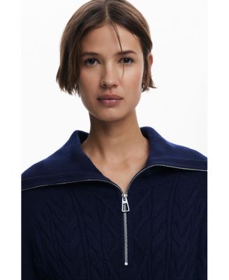 Women's Cable-knit sweater with zipper
