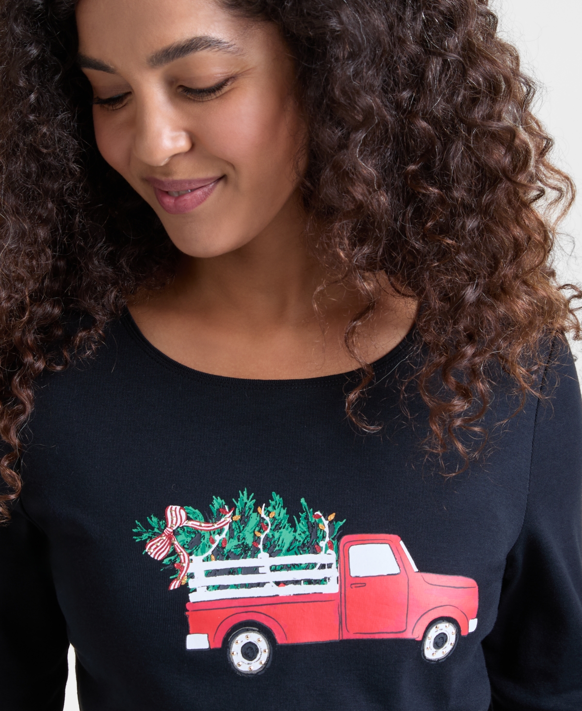 Holiday Lane Women's Kate Truck Long-Sleeve Top, Macy's Exclusive