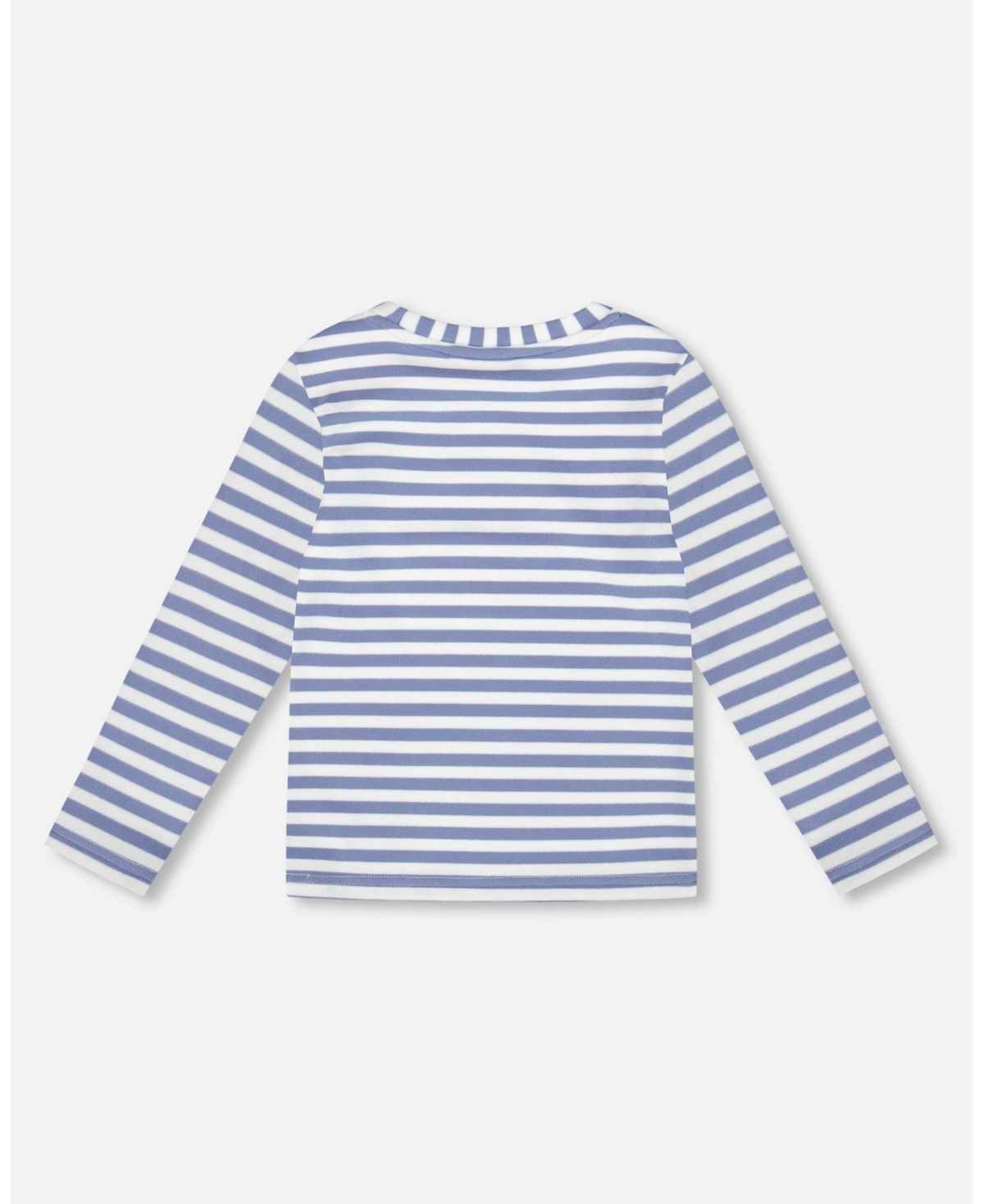 Deux par Boy Super Soft Long Sleeve Striped Jersey T-Shirt Light Blue