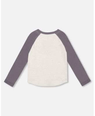 Boy Raglan Sleeve Cotton Jersey Tee Light Heather Gray - Toddler|Child