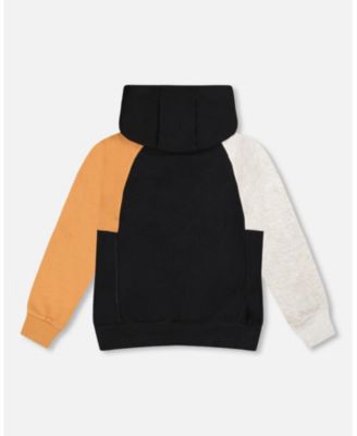 Boy Pullover Hooded Fleece Sweatshirt with Zip Pocket Black - Toddler|Child