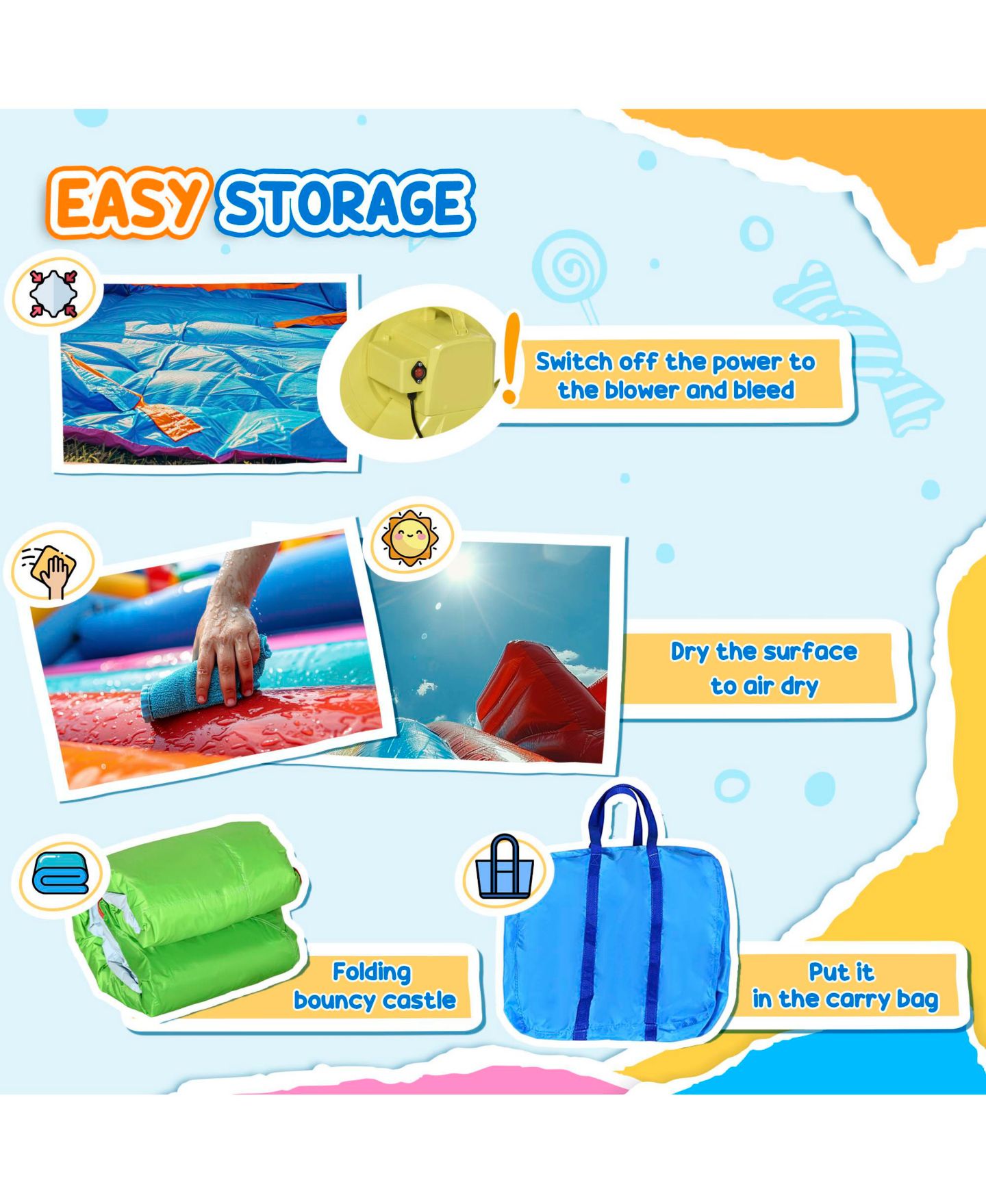 Детская игрушка Outsunny 7-in-1 Backyard Inflatable Bounce House with Slide & Water Blaster, Ages 3-8 — фото 8