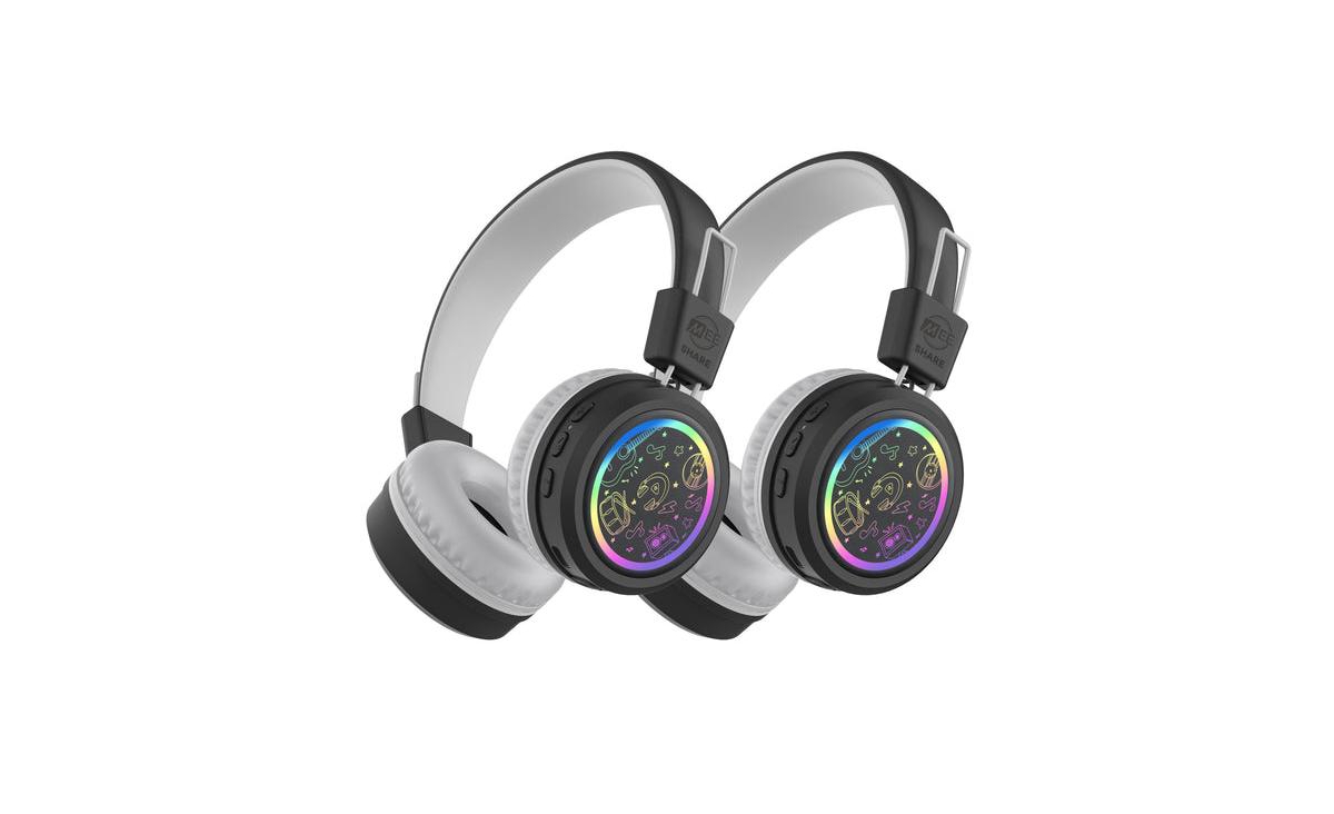 Mee audio KidJamz Share Wireless Headphones for Kids with Multipoint Connectivity and Led Lights (2 Pack)