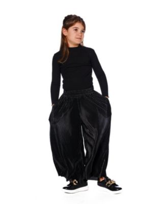 Girl Wide Leg Pleated Pants Black - Toddler|Child