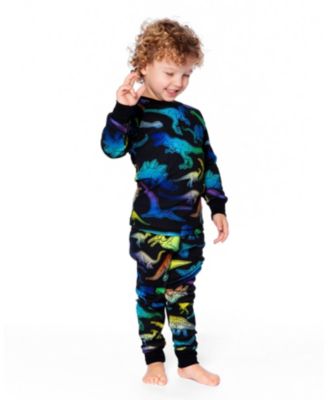 Baby Boy Two-Piece Cotton Pajama Set Black Dinosaur Print - Baby