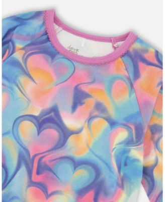 Girl Cotton Two-Piece Pajamas Rainbow Heart Print - Toddler|Child