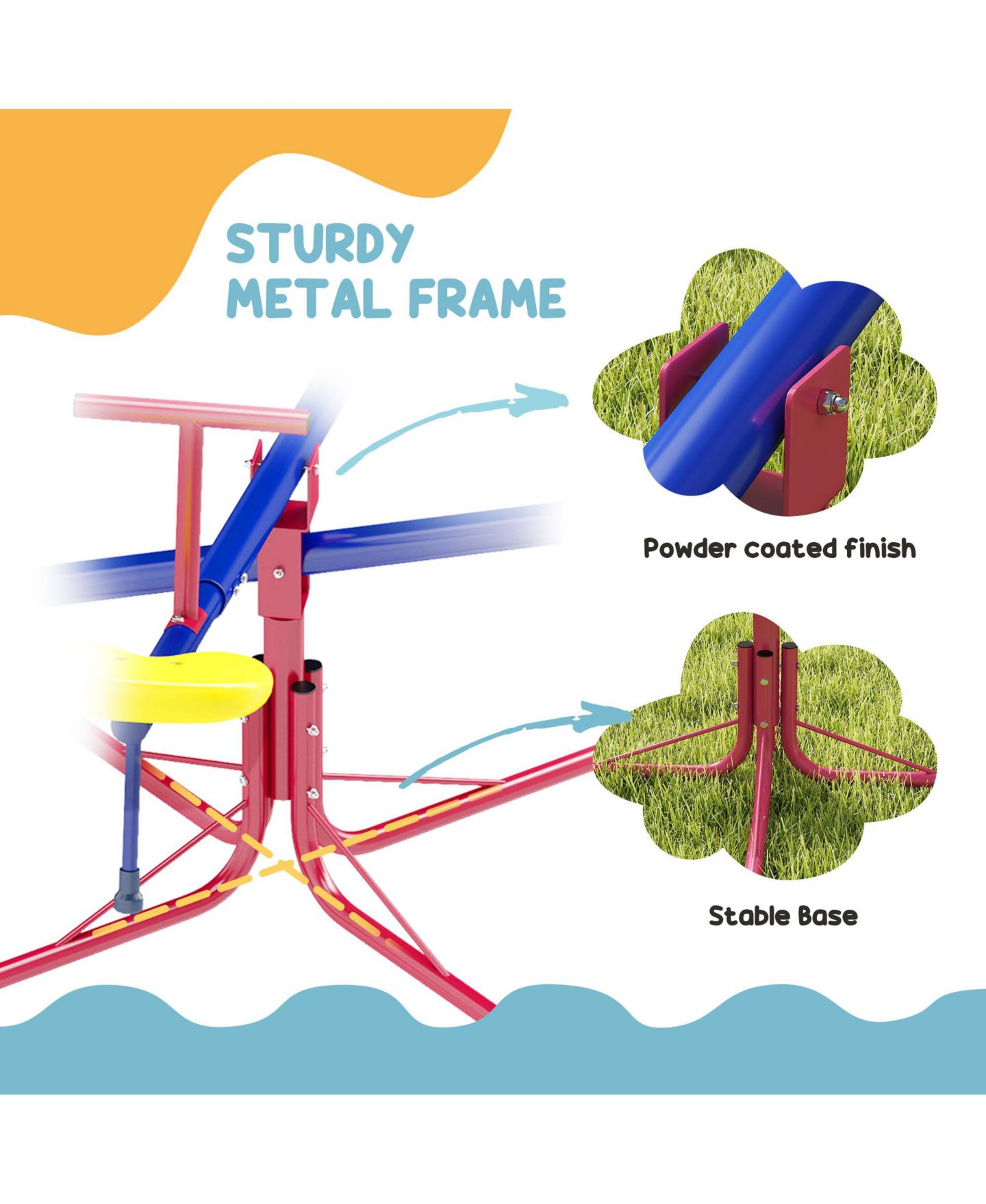 Детская игрушка Outsunny Teeter Totter for Kids with 4 Seats for 3-8 Years — фото 6