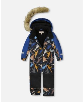 Toddler Boys One-Piece Play Snowsuit Black Dinosaur Print - Toddler|Child