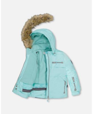 Girl Two-Piece Play Snowsuit Blue Flower Print - Toddler|Child