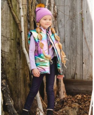 Girl Quilted Mid-Season Sleeveless Vest Metallic Multicolor - Toddler|Child