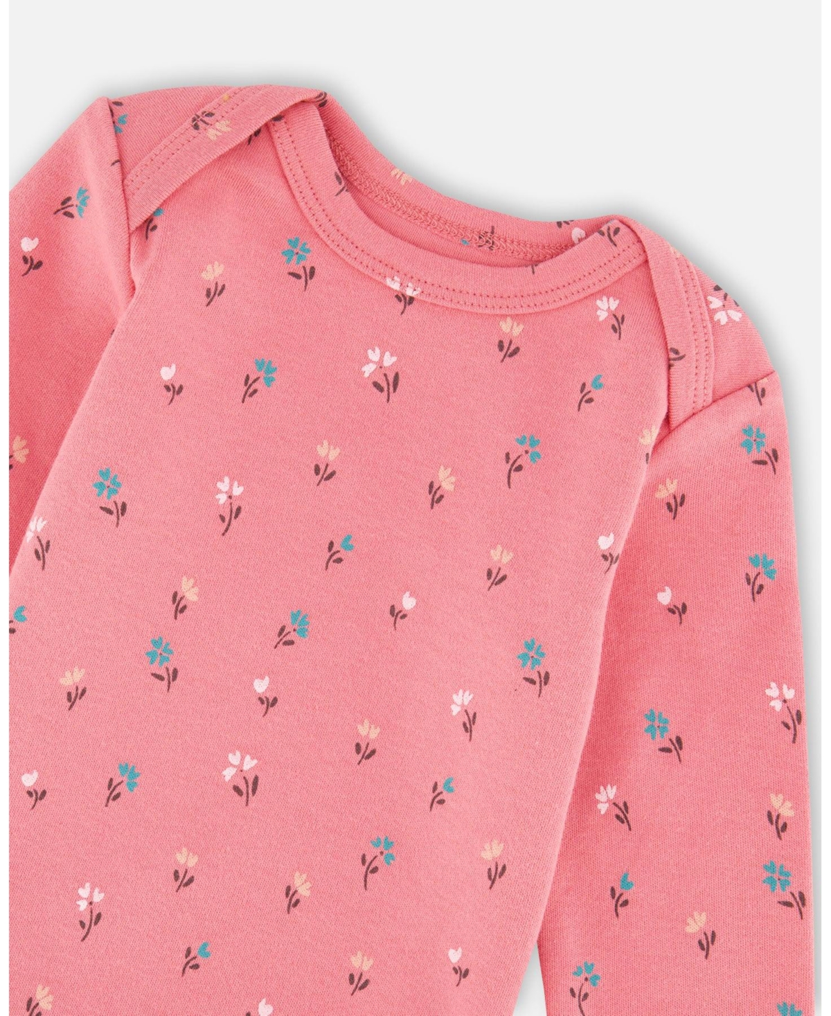 Deux par Baby Girl Cotton Long Sleeve Romper Pink Floral