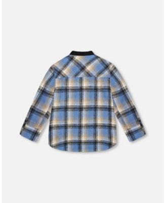 Boy Long Sleeve Brushed Plaid Button Down Shirt Avec Rib Collar - Toddler|Child