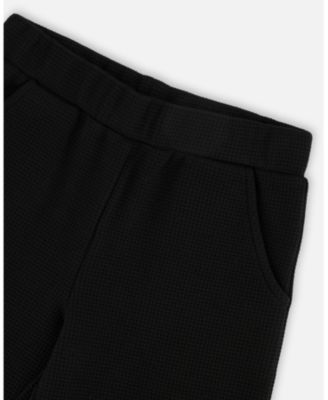 Girl Waffle Flare Leg Pants Black - Toddler|Child