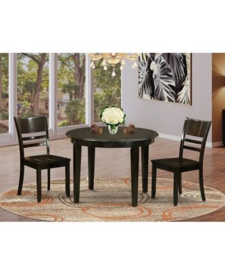 3-Piece Solid Wood Dining Set – Square Table, Slatted Back Chairs, Compact Kitchen Table Set