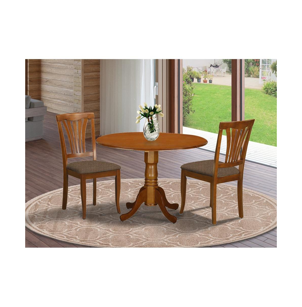 East West Furniture 3 Pc Kitchen nook Dining set-round Kitchen Table and 2 dinette Chairs