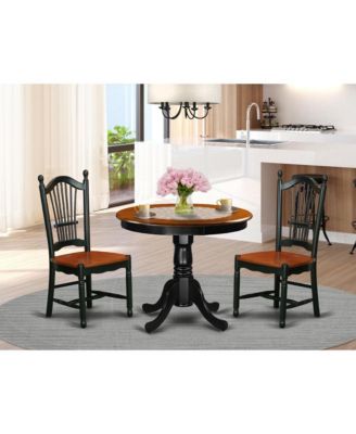 3 PC Wooden modern Black & Cherry Dining Room Set