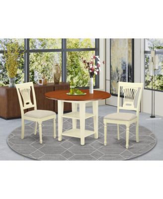 3 piece Set with one Dinette Table and 2 Slat Dinette Chairs Dining Room Set