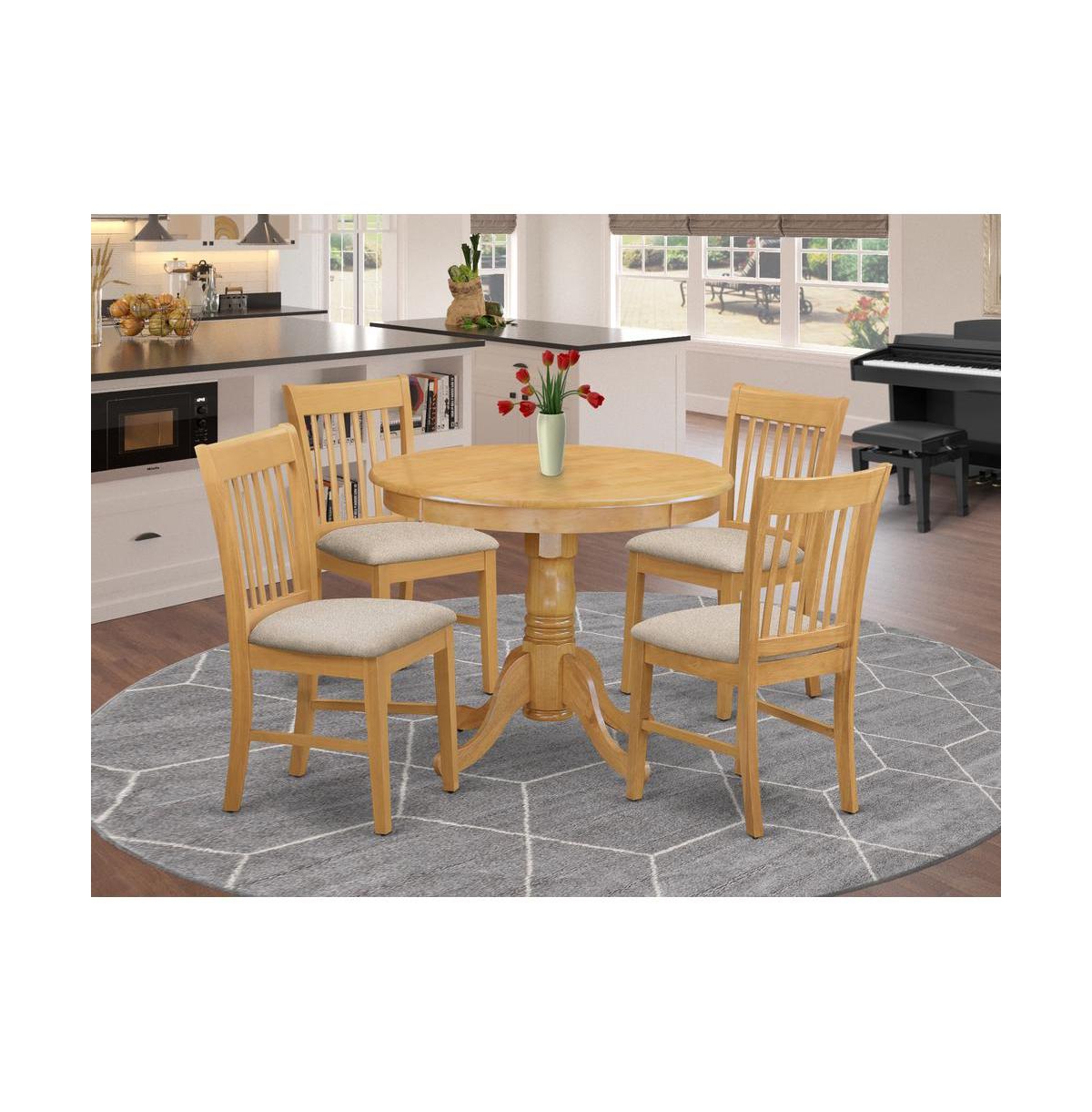 East West Furniture 5 Pc Dinette Table set - Small Kitchen Table and 4 Dining Chairs