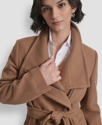 Women's Wing Collar Asymmetrical Wrap Coat