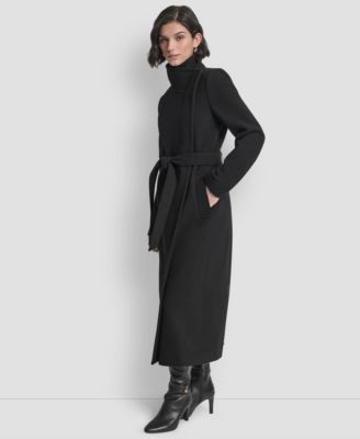 Women's Wing Collar Asymmetrical Wrap Coat
