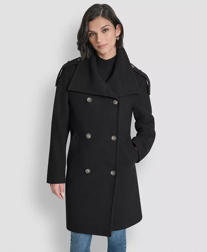 Women's Double-Breasted Funnel Neck Military Coat - thumbnail 8