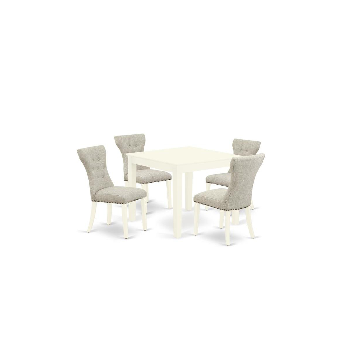 East West Furniture Dining Room Set Linen White