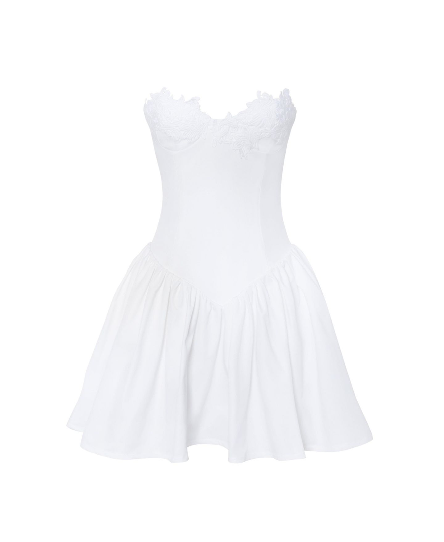 Женское платье Miss Circle Sacha White Lace Drop Waist Corset Puffy Mini, цвет: Белый — фото 11