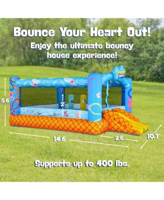 SpongeBob Inflatable Bounce House for Kids with Air Blower, Stakes & Repair Kit