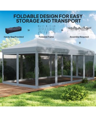 10' x 20' Pop Up Canopy with 6 Sidewall Mesh Nettings,