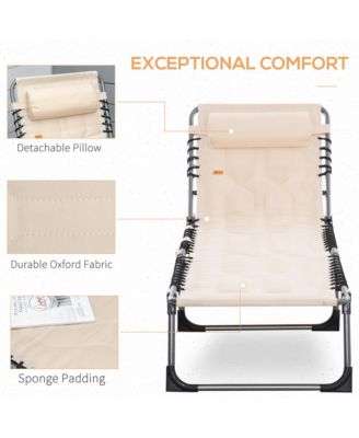 Outdoor Padded Folding Chaise Lounge Chair with Reclining,