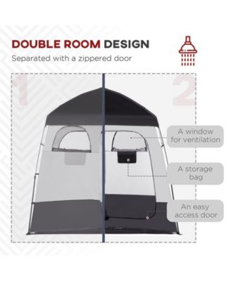 Two Room Pop Up Shower Tent w/ Shower Bag, Floor & Carry Bag,