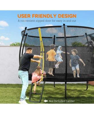 10ft Outdoor Trampoline with Net Enclosure, Curved Poles,