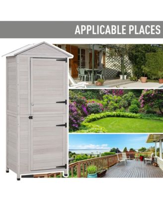 36" x 25" x 79" Wooden Outdoor Tool Cabinet with Tin Roof