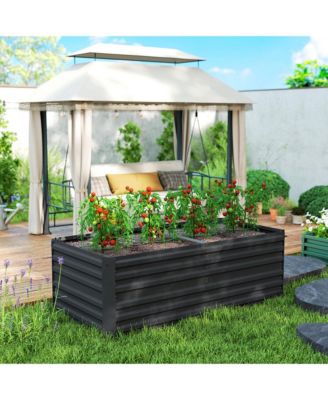 Raised Garden Bed Metal Planter Box with Reinforced Rods,