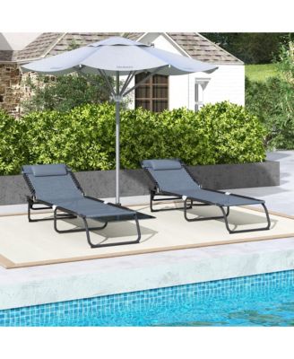2 Chaise Lounge Pool Chairs, Folding, Reclining