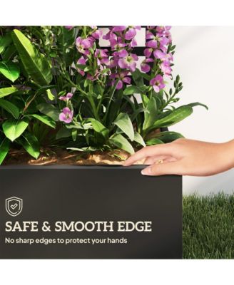 Metal Planter Box with Trellis, Drain Holes, 43"x16"x70",