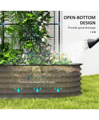 Raised Garden Beds with Arch Trellis, Galvanized Planter Box