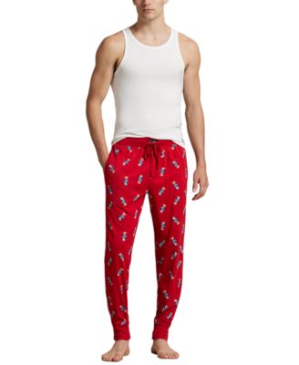 Men's Rib Waistband Knit Bear Pajama Jogger Pants