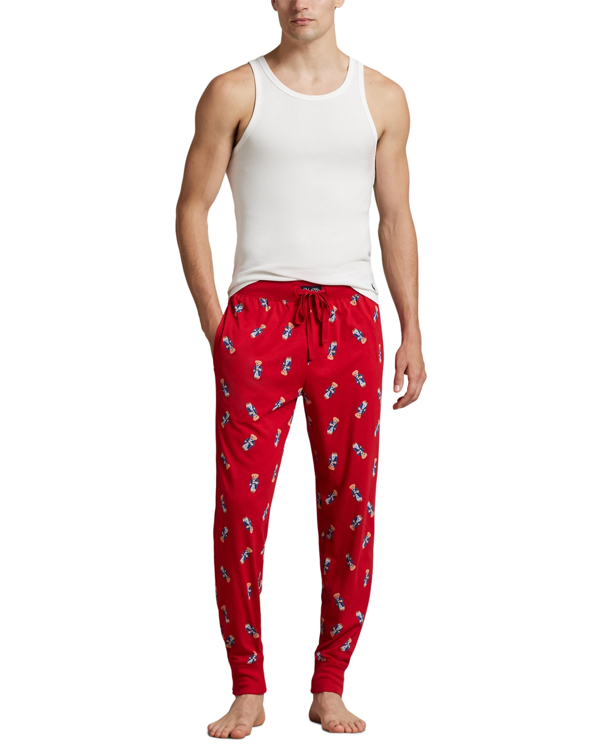 Polo Ralph Lauren Men's Polo Bear Jogger Pajama Set, Exclusively At Macy's In Red