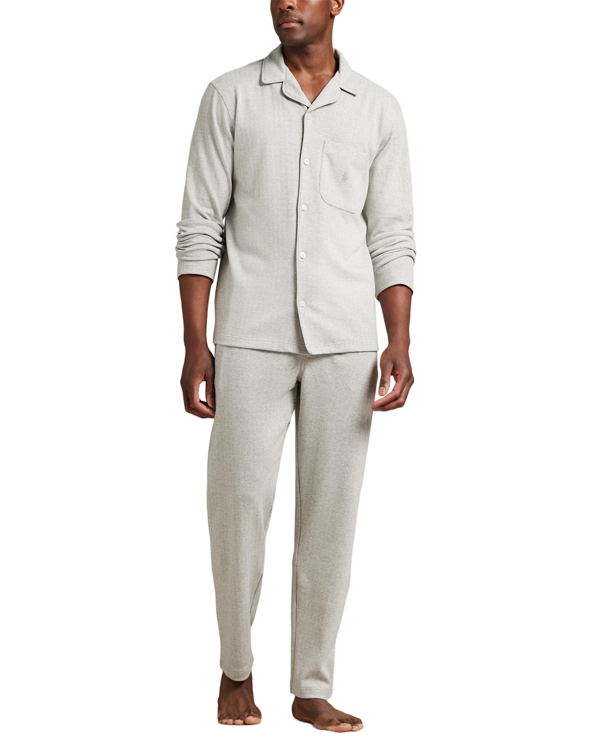 Polo Ralph Lauren Men's Herringbone Drawstring Pajama Pants In Gray