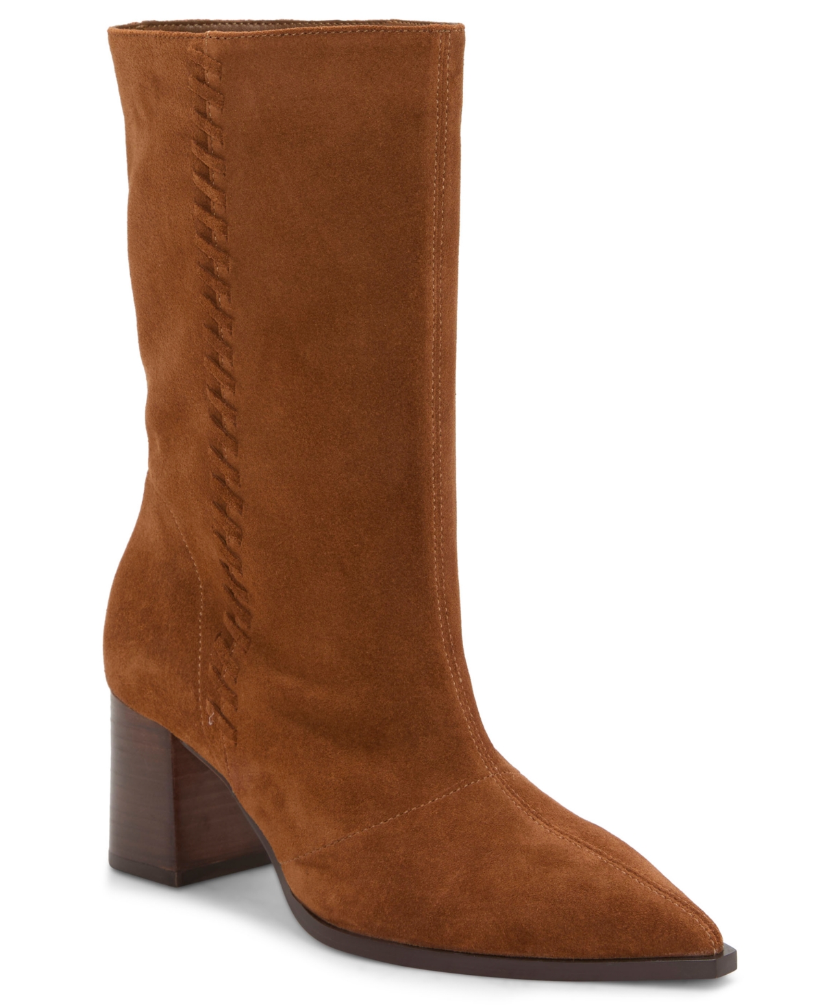Vince Camuto Lorrys Whipstitch Block Heel Boot In Brown