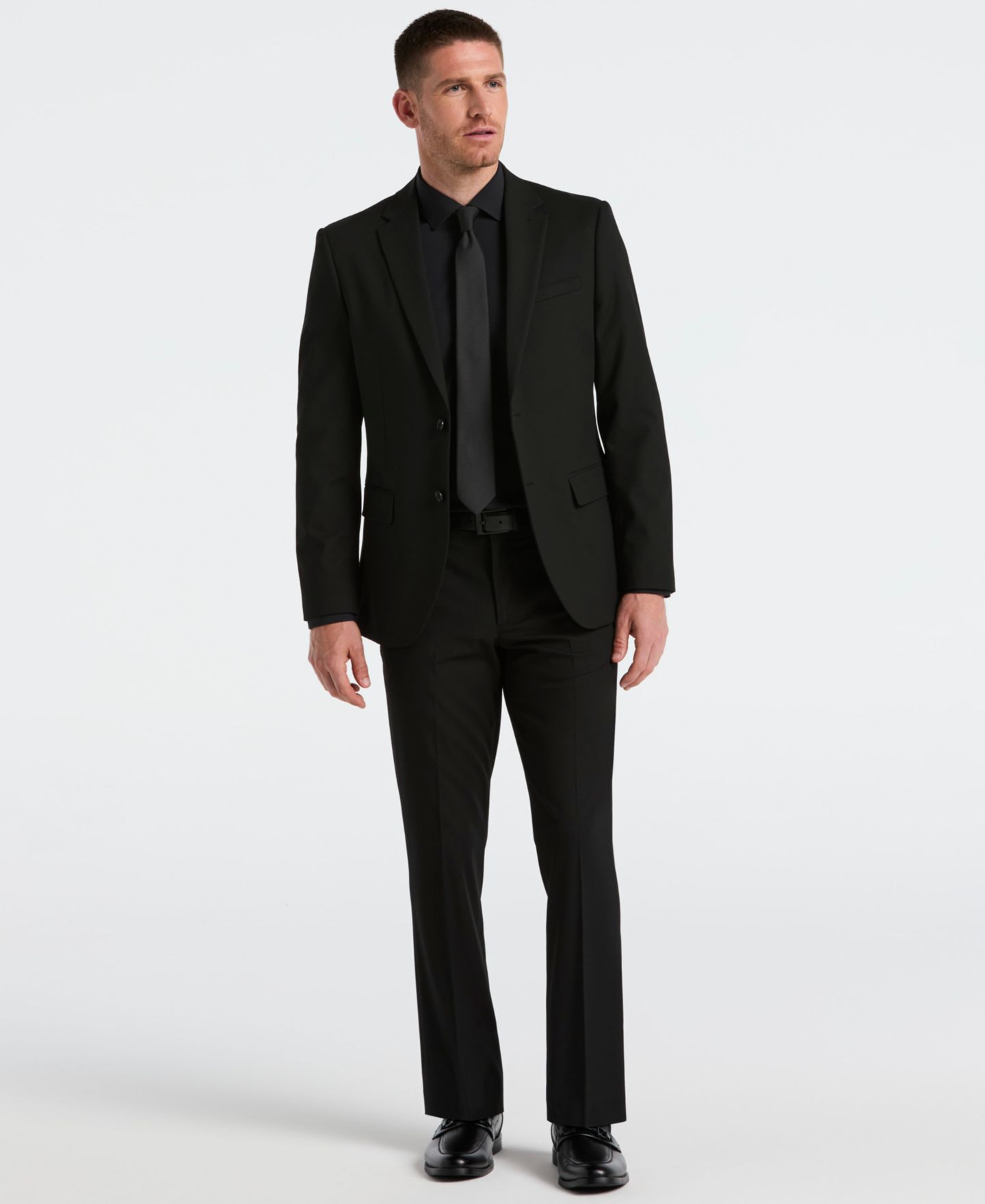 Мужской пиджак Perry Ellis Dobby Louis Long Sleeve Slim Fit Suit, цвет: Чёрный — фото 4