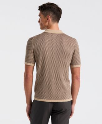 Men's Cotton Modal Geo Short Sleeve Polo Sweater